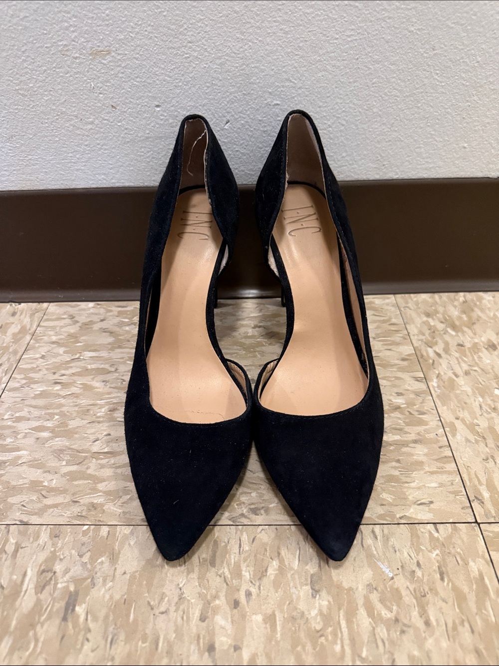 INC International Concepts Black Pointed Suede D'Orsay Pumps